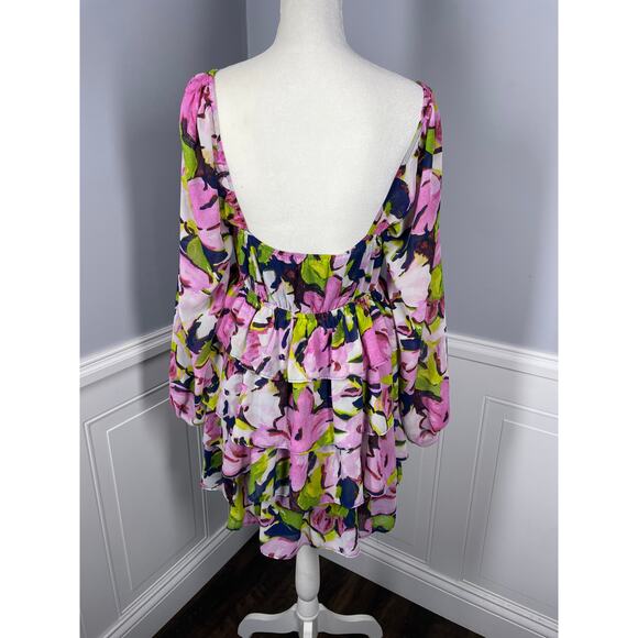 Abercrombie & Fitch, Medium, Floral Sweetheart Mini Dress, Tiered Skirt, Flowy - Picture 3 of 8